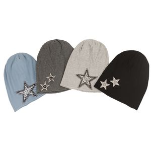 Beanieskull Caps Geebro Women Slouchy Strijntonen Shining Star Ribbed Beanies Soft Fashion Ladies Stretch Skullies Hat Bonnet Femme Cap 221019