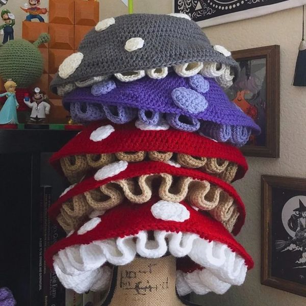 BeanieSkull casquettes Halloween chapeaux adulte Crochet champignon doux chapeau ample pour l'extérieur en gros 231109