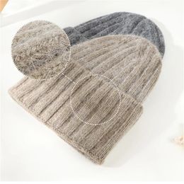 BeanieSkull Caps Chapeau Beanie Lapin Fourrure Ski Masque Hiver pour Femmes Épais Chaud En Plein Air Garder Skullies Casual Luxe Dôme 231123