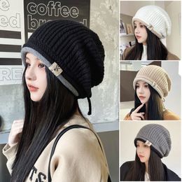 BeanieSkull Caps Heap Hat Femmes Automne et Hiver Chaud Tricoté Version Coréenne Polyvalent Slim Visage Couleur Unie Coupe Ample 230830