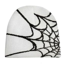 Beanieskull Caps gebreide pullover wollen hoed Spider Web Gedrukt Warm Hiphop Fashion Street Punk Winter Cap Y2K Gothic Unisex 230421