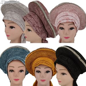 BeanieSkull Caps Luxe Nigérian Aso Oke Gele Déjà Fait De Noce Turban Africain Headties Foulard Bonnet Femmes Chapeaux 230905