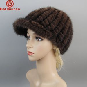 BeanieSkull Caps Mujeres de lujo Real Mink Fur Hat Cap Moda Marca Invierno Nieve Unisex Natural Boina Bomber Sombreros 231117