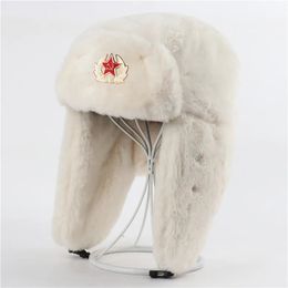 BeanieSkull Caps Hombres Mujeres Ejército soviético Insignia militar Rusia Bomber Sombreros Piloto Trapper Trooper Sombrero Invierno Piel sintética Orejeras Gorros de nieve 3 estilos 231017