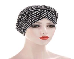 Backeskull Caps Femmes musulmanes Braid Silk Pré-attaches Hat à turban Headscarf Cancer CHEMO CAP CAP CACHEAR ENVERT