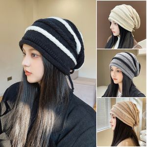 BeanieSkull Caps Pile stapel hoed herfst en winter warme dames Koreaanse stijl volledige set grote kop gebreide wollen 230830