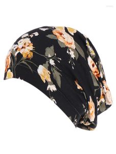 BeanieSkull Caps Q1QA Bonnet de nuit doublé en satin imprimé Double couche Bonnet ample Bonnet cheveux Slap Hat Oliv229264445