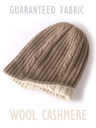 BeanieSkull Caps Vente Cachemire Mode Double Couche Câble Tricot Réversible Unisexe Bonnets Laine Mélange Bonnet Chaud Chapeau Confortable Extérieur Décontracté 230928