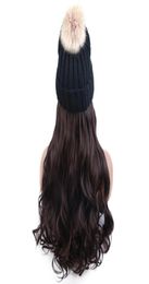 Backieskull Caps ski de chapeaux d'hiver Hair Wig Boneie Attachement pour fille, coton naturel, dames tricot HATBEANIES3721809