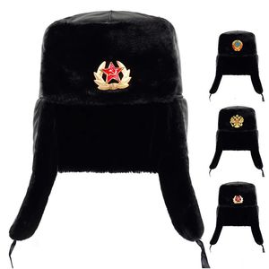 BeanieSkull Caps Sovjet-leger militaire badge Rusland Ushanka bommenwerper hoeden Pilot Trapper trooper hoed Winter Faux konijnenbont oorklep mannen sneeuw 231122