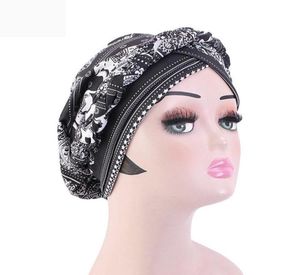 Backeskull Caps d'été fleur imprimé turban musulman chapeau mode tressée bandanas indienne enveloppe africain headwear nigérian fête A8402553