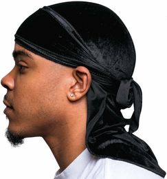 Beanieskull taps de tela de terciopelo superior accesorios para el cabello de durag gorro de satén múltiples colores turbantes sombreros de turbante con correas largas gorro para adultos 230816