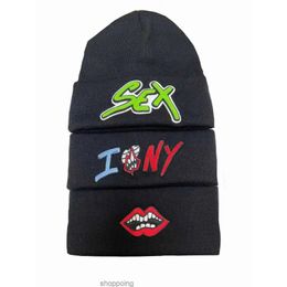 Beanieskull Caps Tendance Hip-hop Skateboard Cold Hat Sex Records Matty Boy Brodé En Cuir Tricoté Chapeau Hommes et Chapeau All-match