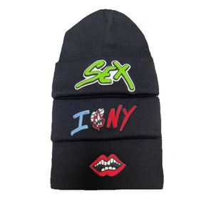 Beanieskull Caps Tendance Hip-hop Skateboard Cold Sex Records Matty Boy Brodé En Cuir Tricoté Hommes et Femmes Tout-match Chapeau Occasionnel 230324