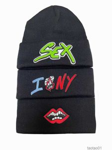 Beanieskull Caps Trend Hip-Hop Skateboard Cold Hat Sex Records Matty Boy geborduurd leer gebreide mannen en vrouwen all-match casual 230324pc6n