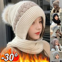 BeanieSkull Caps Wintermuts Mutsen Dames Sjaal Warm Ademend Konijnenhaarmengsel Gebreid voor Dames Dubbele Lagen Bescherming 231027