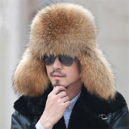 BeanieSkull casquettes chapeaux d'hiver pour hommes chapeau de fourrure chaud trappeur Trooper oreillettes palmes Ski Bomber russe raton laveur 230904