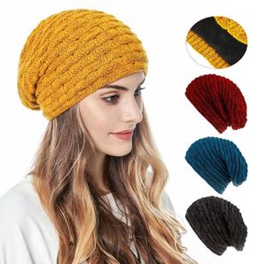 BeanieSkull Caps Winterhoeden voor dames Heren Fleece gevoerd Warm bommenwerper en wollen garen Gebreide muts Cap Dames Skullies Mutsen Acces8891947