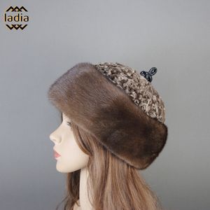 BeanieSkull Caps Hiver De Luxe Unisexe Réel Véritable Vison Avec Laine De Mode Chaud Toute Pièce De Fourrure De Mouton Beanie Chapeaux 230904