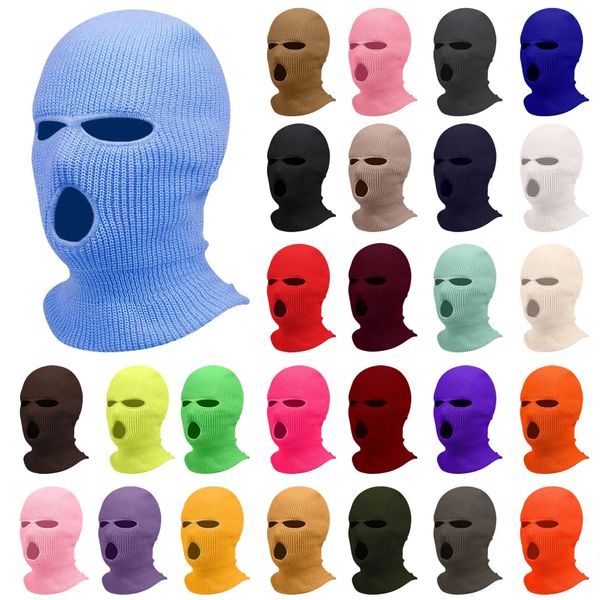 BeanieSkull Caps Masque facial pour hommes d'hiver, capuche chaude, écharpe de sport, chapeau de ski, laine à trois trous, pull tricoté en plein air 231027