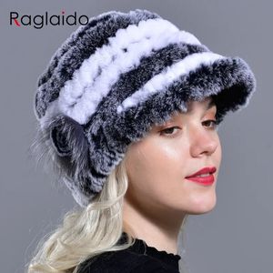 BeanieSkull Caps Winter Konijnenbont Caps voor Dames Bont Bloemen Natuurlijk Rex Bont Hoeden Elastische Mutsen Warm Mode Dames Sneeuwhoed LQ11205 231113