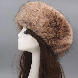 BeanieSkull Caps Hiver Épais Renard Cheveux Cercle Chapeau Russe Fluffy Bandeau Femme Fourrure Bandeau Fourrure Bandeau Large Coiffe Ski Chapeau Accessoires 231216