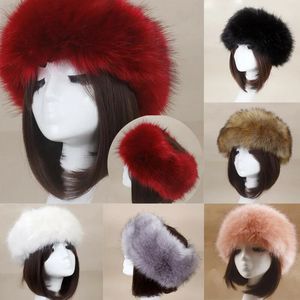 BeanieSkull Caps Winter Dikke Harige Haarband Pluizig Russisch Nepbont Vrouwen Meisje Bont Hoofdband Hoed Winter Outdoor Oorwarmer Ski Hoeden 231017