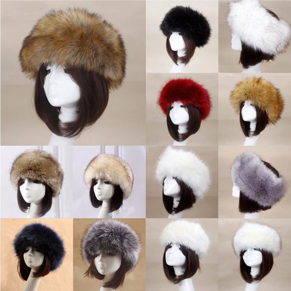 BeanieSkull Caps Hiver Épais Fourrure Bandeau Fluffy Russe Fausse Fourrure Femmes Fille Fourrure Bandeau Chapeau Hiver En Plein Air Earwarmer Ski Chapeaux 231204