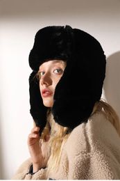 BeanieSkull Caps Sombrero de invierno para mujer Hatt Ushanka Grueso Frío Cálido Piloto a prueba de viento con orejeras 231006