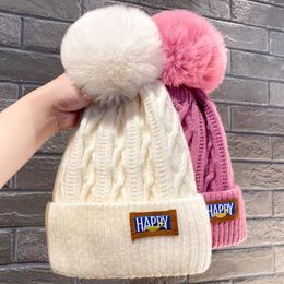 Beanieskull Caps vrouwen hoed van hoge kwaliteit toevoegen bont pompoms winter stijlvolle wollen beanie hoeden voor warme dikke streetwear gebreide pet 231101