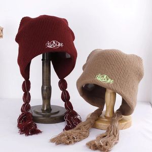 BeanieSkull Caps chapeau d'hiver pour femme dreadlocks chapeau avec oreillettes casquettes plates chapeaux hip hop casquette de lettre brodée coton tissé à la main chapeau 231201