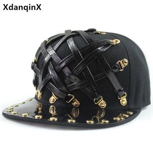 BeanieSkull Caps XdanqinX Nouveauté Personnalité Tendance Hip Hop Hommes Femmes Punk Style Coiffure Décoré Couple Chapeau Bar Discothèque Plat Brim Cap 230214