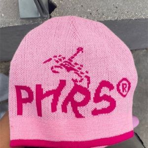 Beanieskull Caps y2k Goth grafisch patroon wol acryl gebreide hoed vrouwen beanie winter warme beanies mannen grunge hiphop casual schedels buiten 230328