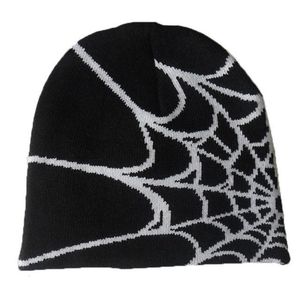 BeanieSkull Caps Y2K Patrón de araña gótica Lana Acrílico Sombrero de punto Mujeres Beanie Invierno Cálido gorros Hombres Grunge Hip Hop Casual Skullies Outdoor 230301