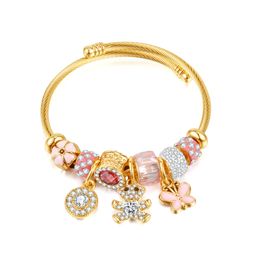 Bracelet manchette en perles d'ours pour femmes, Bracelet d'ouverture, mode minimaliste, tempérament Joker, amour, bijoux élégants pour dames