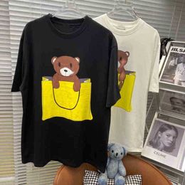 Bear FF Bag Fendyity Super Designer Fashion Cotton Classic Fire Men's and Printed Dames's T-Shirts T-Shirt Losse grote top korte sve