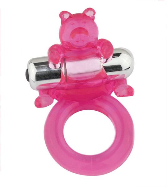 Ours mains libres en silicone coq anneau de pénis vibrateur retard d'éjaculation jouets sexuels # R410