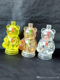 Accessoires de bangs en verre de narguilé d'ours ﾠ, pipes à fumer en verre colorées mini-tuyaux à main multi-couleurs meilleures cuillères en verre