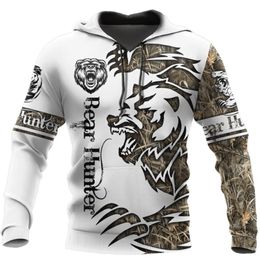 Bear Hunting Tattoo 3d Print Hoodies for Men Women Harajuku Fashion Hooded Sweatshirt Herfst Casual hoodie Sudadera Hombre Dll92 LJ200826