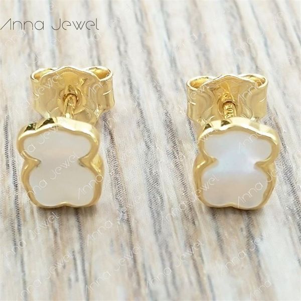 Joyería de oso, pendientes de plata de ley 925 para niñas, pendientes de cristal con perlas doradas para mujeres, conjunto de tachuelas, regalo de cumpleaños para fiesta de boda, pendiente 240Z