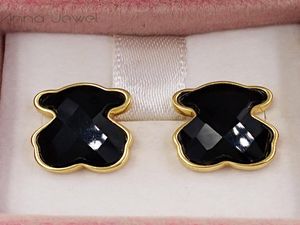 Bijoux d'ours 925 STERLING Silver Girls to Us Gold Black Orees Black For Women Charms 1pc Set Wedding Party Gift Gift Earge Lux6833595