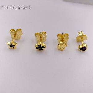 Joyería de oso 925 plata esterlina Para nosotros ESTRELLA amor corazón aretes de cristal para mujer Charms set boda fiesta regalo de cumpleaños Anillo de oreja Accesorios de lujo 018073510