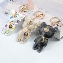 Porte-clés ours accessoires mode strass porte-clés en cuir PU motif ours voiture porte-clés bijoux breloque pour sac Animal porte-clés porte-clés