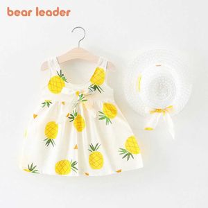 Ours Leader bébé fille robes nées enfant en bas âge robe d'été filles été enfants princesse robes + chapeaux 2PCS vêtements ensemble Sunsuit 210708