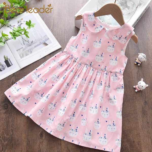 Bear Leader Baby Girls Cartoon Bunny Imprimer Robes Mode Bébé Lapin Modèle Robe Enfants Fête Mignon Robes Casual Tenues 210708