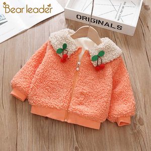 Bear Leader Baby Girls Winter Outerwear Fashion Fleece Warm Girls Spring Jacket Cherry Apliques Party Coat Trajes casuales 210708
