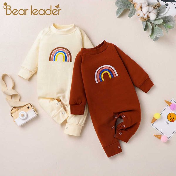 Bear Leader Born Infant Baby Garçons Filles Romper Coton Tricoté Arc-en-ciel À Manches Longues Solide Combinaison Enfant Vêtements Tenues 210708