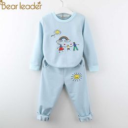 Bear Leader Garçons Filles Vêtements Ensembles À Manches Longues Motif De Bande Dessinée Sweat Avec Pantalon Long 2pcs Costume De Sport pour Enfants Vêtements 210708