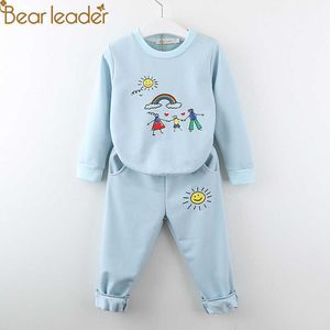 Bear Leader Boys Girls Clothes Sets Lange Mouw Cartoon Patroon Sweatshirt met Long Pant 2 stks Sportkostuum voor Kinderkleding 210708