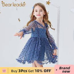 Bear Leader Girls Vestidos elegantes New Fashion Kids Polka Dot Disfraces Girls Princess Vestido Lindo Malla Trajes Niños Ropa 210303